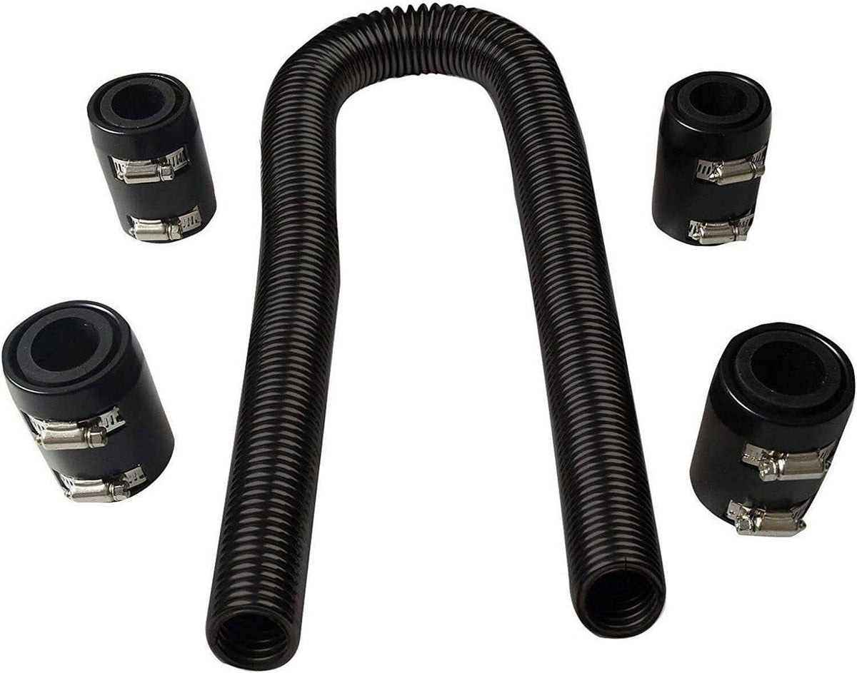 Solidspare 36'' Stainless Steel Radiator Flexible Coolant Water Hose Kit + 4 Caps Universal