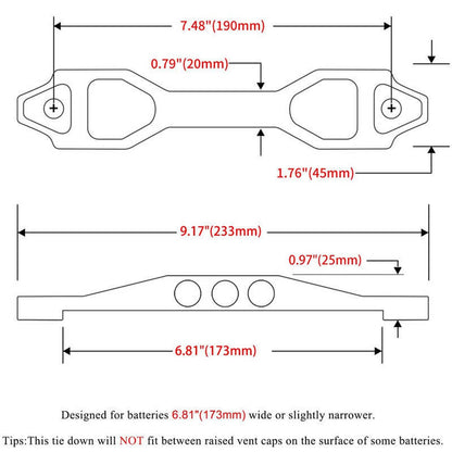 Solidspare Billet Aluminum Car Battery Tie Down Mount Bracket Brace Bar 220-190mm Silver
