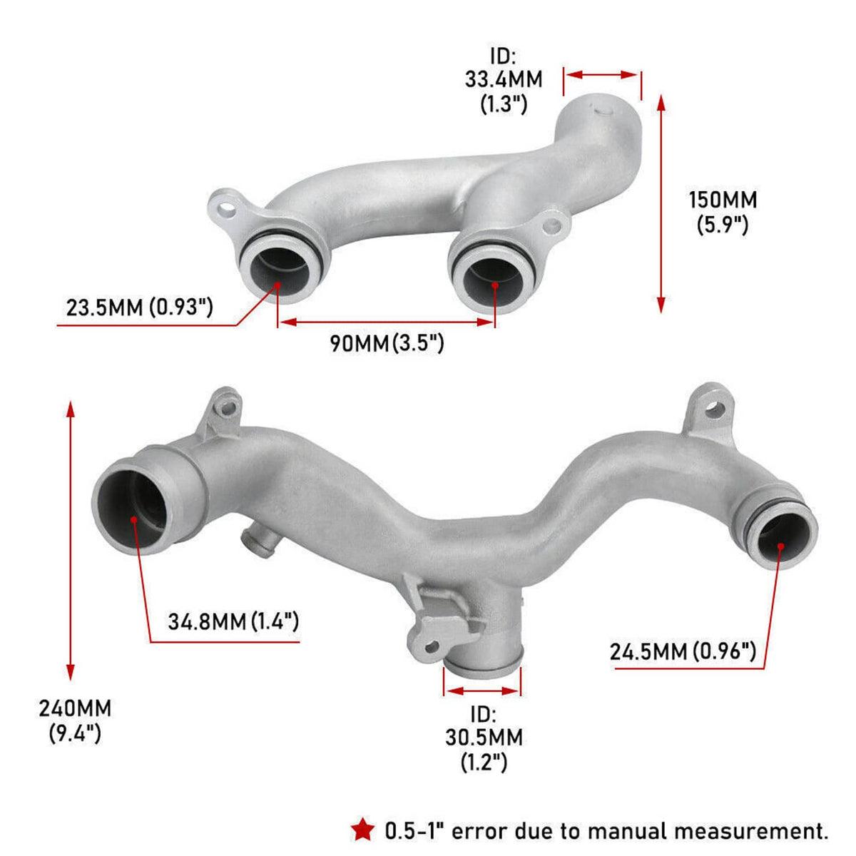 Solidspare New Water Pipe Coolant Pipe Upgrade LR092992+LR090630 Kit for Jaguar Land Rover