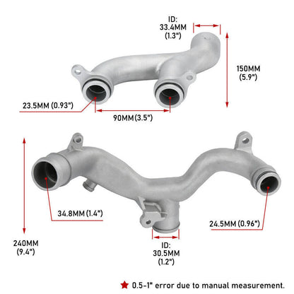 Solidspare New Water Pipe Coolant Pipe Upgrade LR092992+LR090630 Kit for Jaguar Land Rover