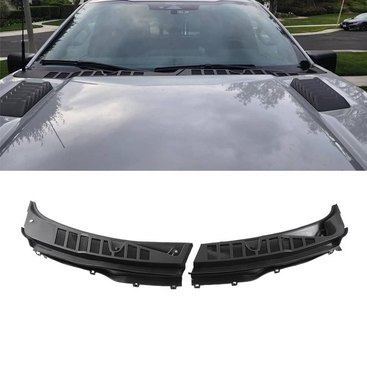 Solidspare For 2021-2025 Ford F150 Windshield Wiper Cowl Grille Screen Cover Left & Right