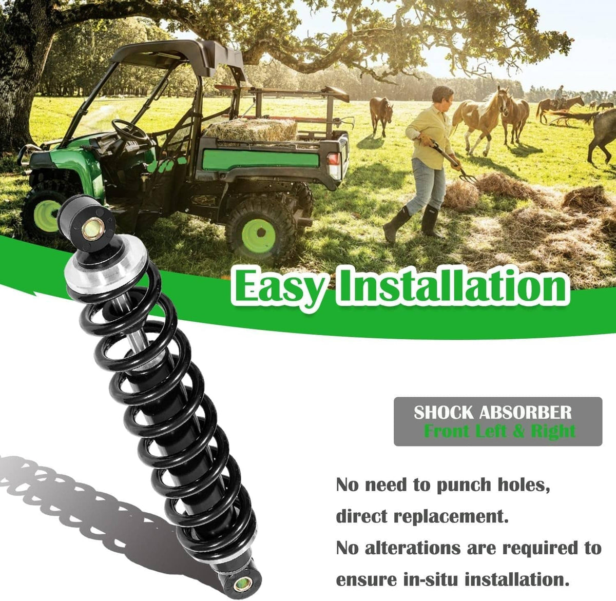 Solidspare 2 Pcs Front Suspension Heavy Duty Shock Absorber Kit For John Deere AM130448