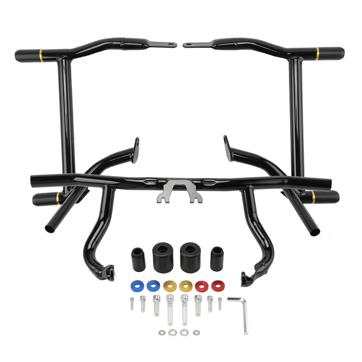 Solidspare Front Engine Flat-Out Bar + Rear Saddlebag Crash Bar For Harley Touring 2014+