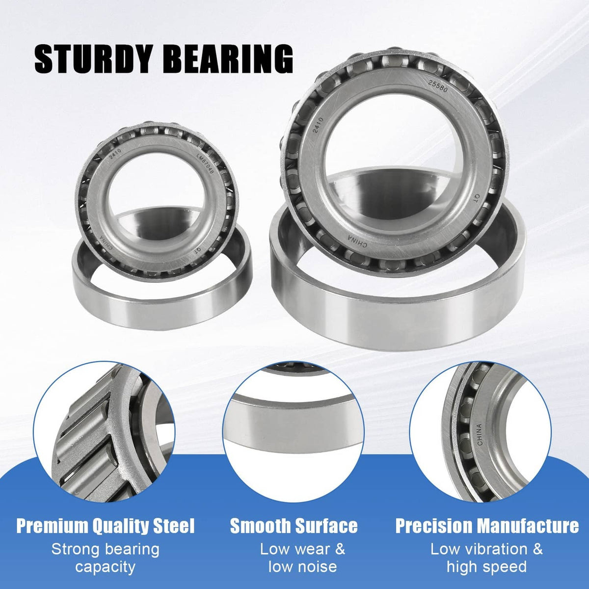 Solidspare 5200# Bearing Axle Kit 25580+ LM67048 1.25" Bearing Trailer Wheel & Mobile Home