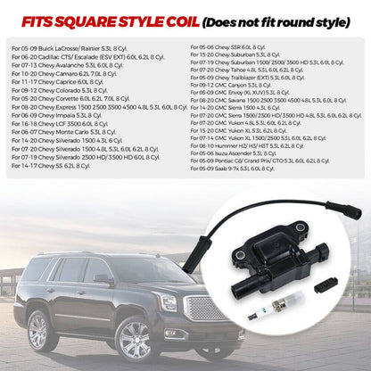 Solidspare 8 Pack UF413 Ignition Coils + 41-962 Spark Plugs + Spark Plug Wires For Chevy