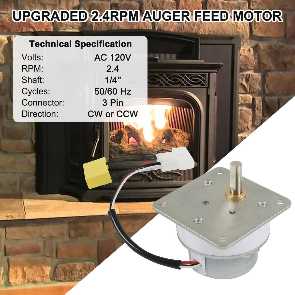 Solidspare Quadrafire Auger Feed Motor 1200, Castile, Trekker,4421,Santa Fe, Contour, E2