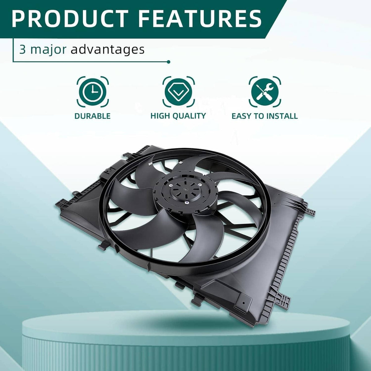 Solidspare New Radiator Cooling Fan For 2010-14 Mercedes-Benz C250 C300 C350 C63 AMG GLK350