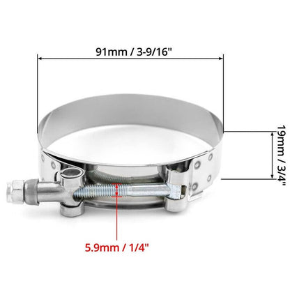 Solidspare 2PCS 3" Inch T-bolt Clamp Silicone Stainless Steel Hose Turbo Intake Intercooler