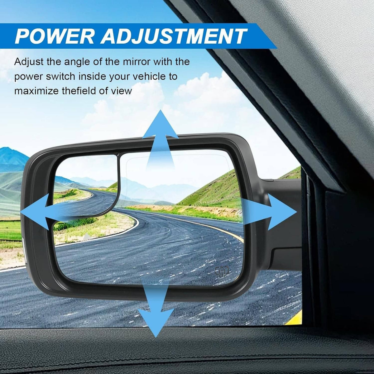 Solidspare Left Side For 2019-2024 Dodge Ram 1500 w/Power Fold Heated Mirror+LED Signal+BSD