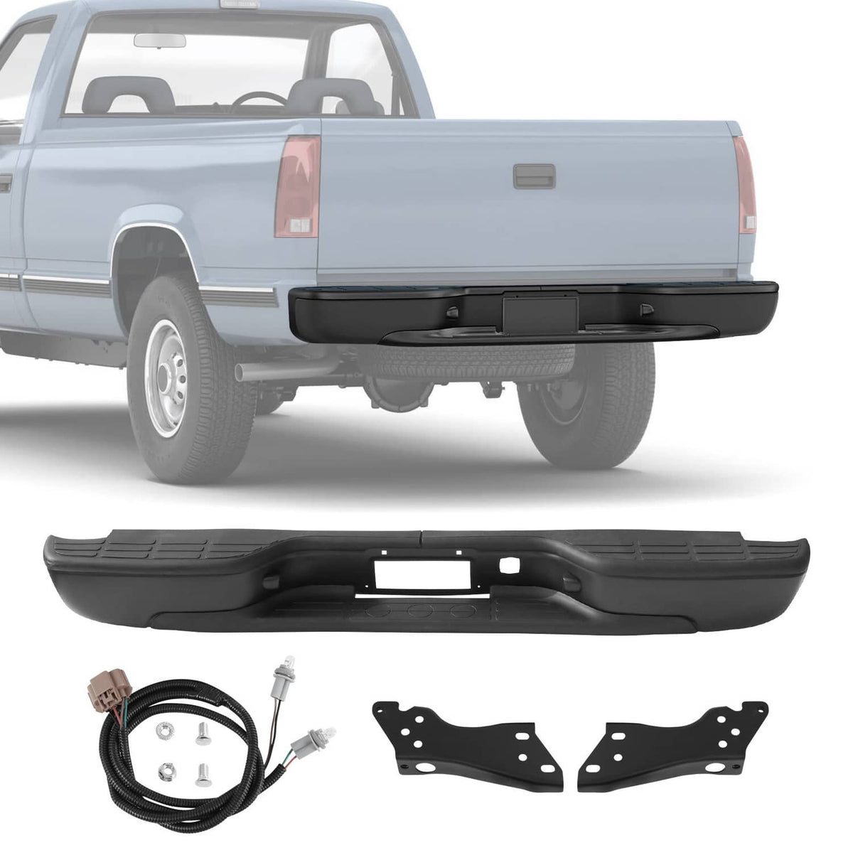 Solidspare Black Rear Step Bumper For 1999-2007 Chevy Silverado GMC Sierra 1500 2500