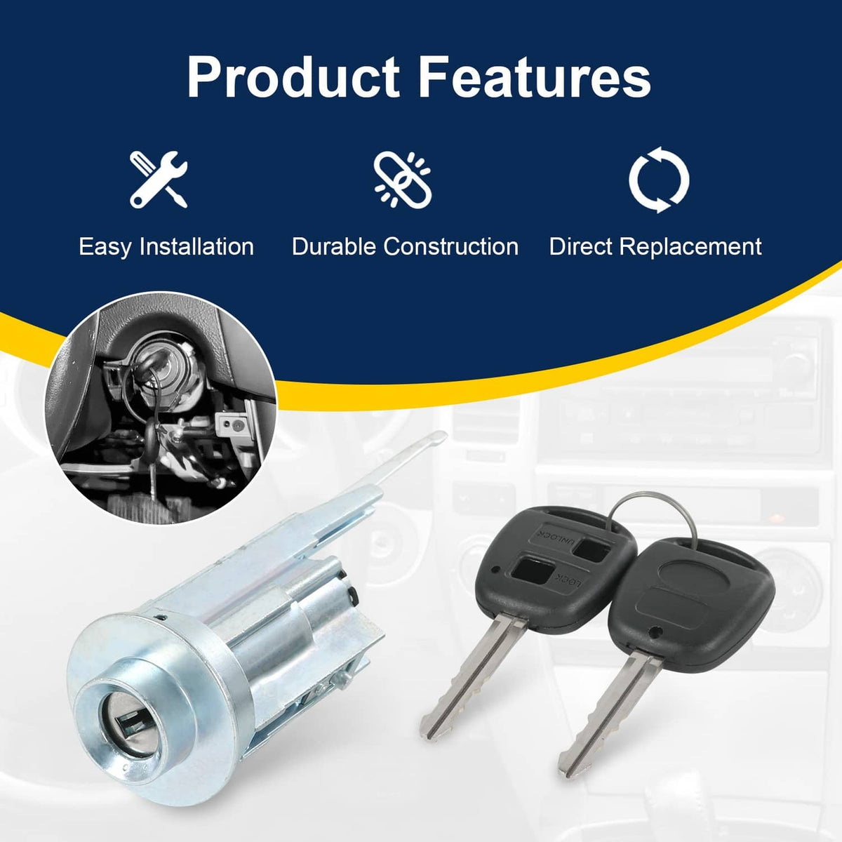 Solidspare Ignition Lock Cylinder Switch With 2 Keys For 2003-2006 Tundra 2001-2007 Sequoia