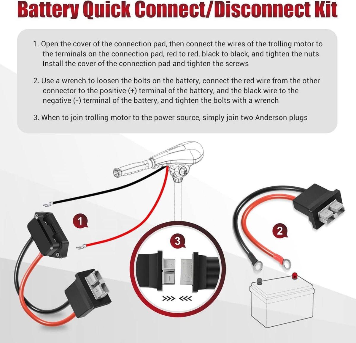 Solidspare for Newport Battery Quick Connect/Disconnect Terminal for Trolling Motor 8 Gauge