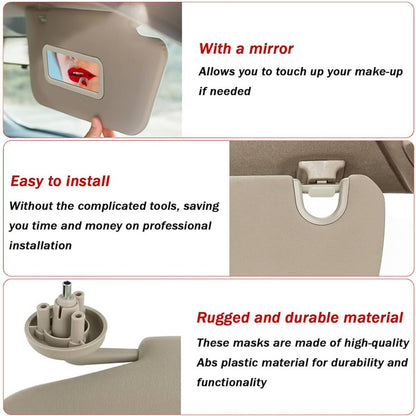 Solidspare 1Pair Sun Visor Set Left & Right For 2002-2009 Dodge Ram 1500 2500 3500 Beige
