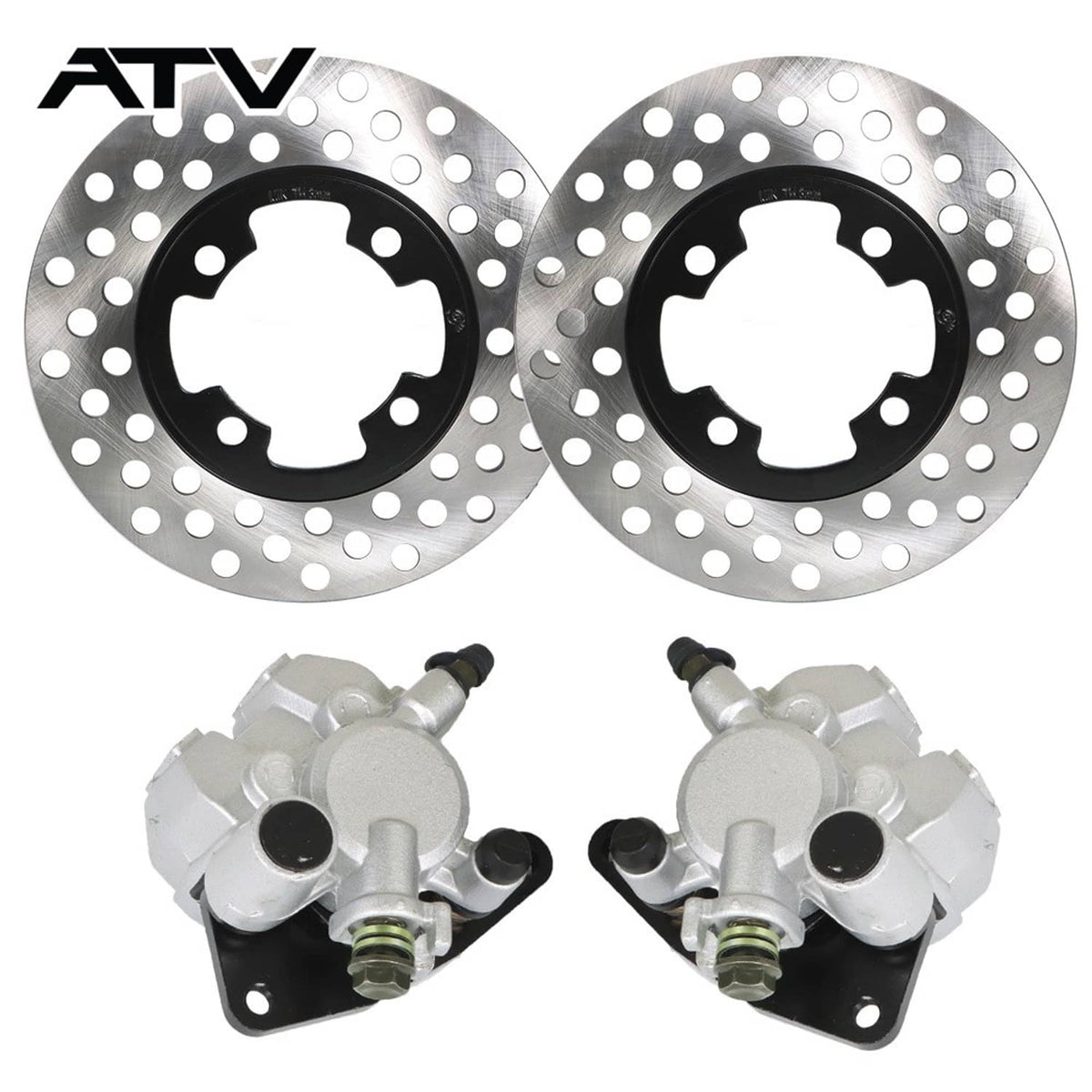 Solidspare Front Brake Calipers & Brake Rotors For Yamaha Grizzly 350 400 450 YFM 2007-2014