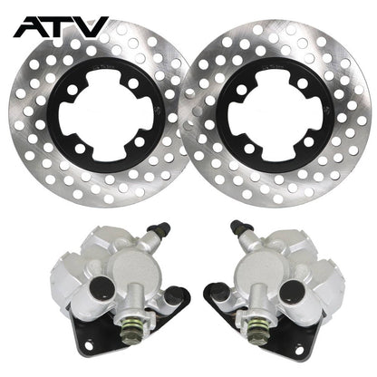 Solidspare Front Brake Calipers & Brake Rotors For Yamaha Grizzly 350 400 450 YFM 2007-2014