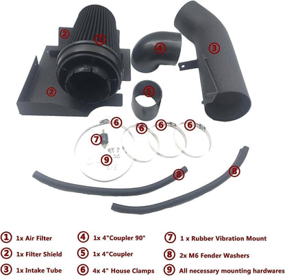 Solidspare 4 Inch Cold Air Intake Kit with Filter for 1999-2006 GMC Chevy V8 4.8L 5.3L 6.0L