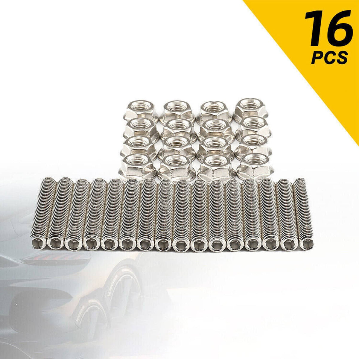 Solidspare Stainless Steel Exhaust Manifold Stud Nuts Kit for Ford 4.6L 5.4L Liter V8 16pcs