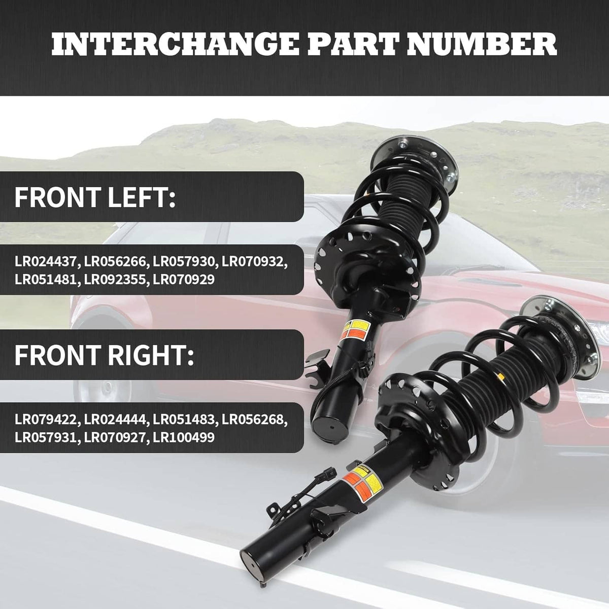 Solidspare Front Shock Absorber Struts w/ Electric LR024437 For 2012-19 Range Rover Evoque