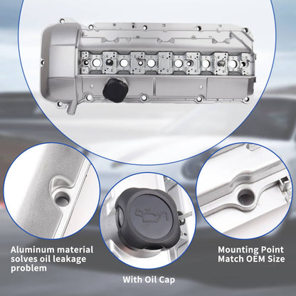 Solidspare Aluminum Valve Cover for 1996-00 BMW E36 E39 323is 328is 528i M3 Z3 11121703341