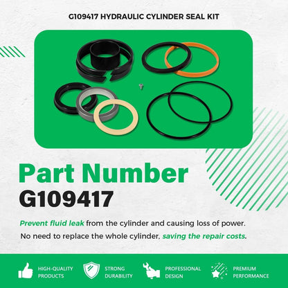 Solidspare G109417 Hydraulic Cylinder Seal Kit for Case Equipment, For Rod 1.75" Bore 3.25"