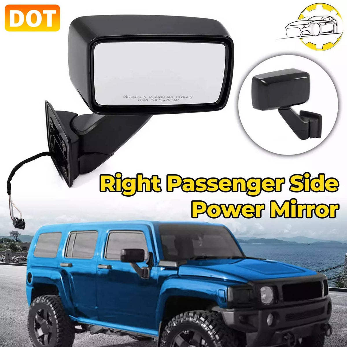 Solid Spare Outside Front Door Power Mirror Right Passenger For Hummer 06-10 H3 H3T 20836084