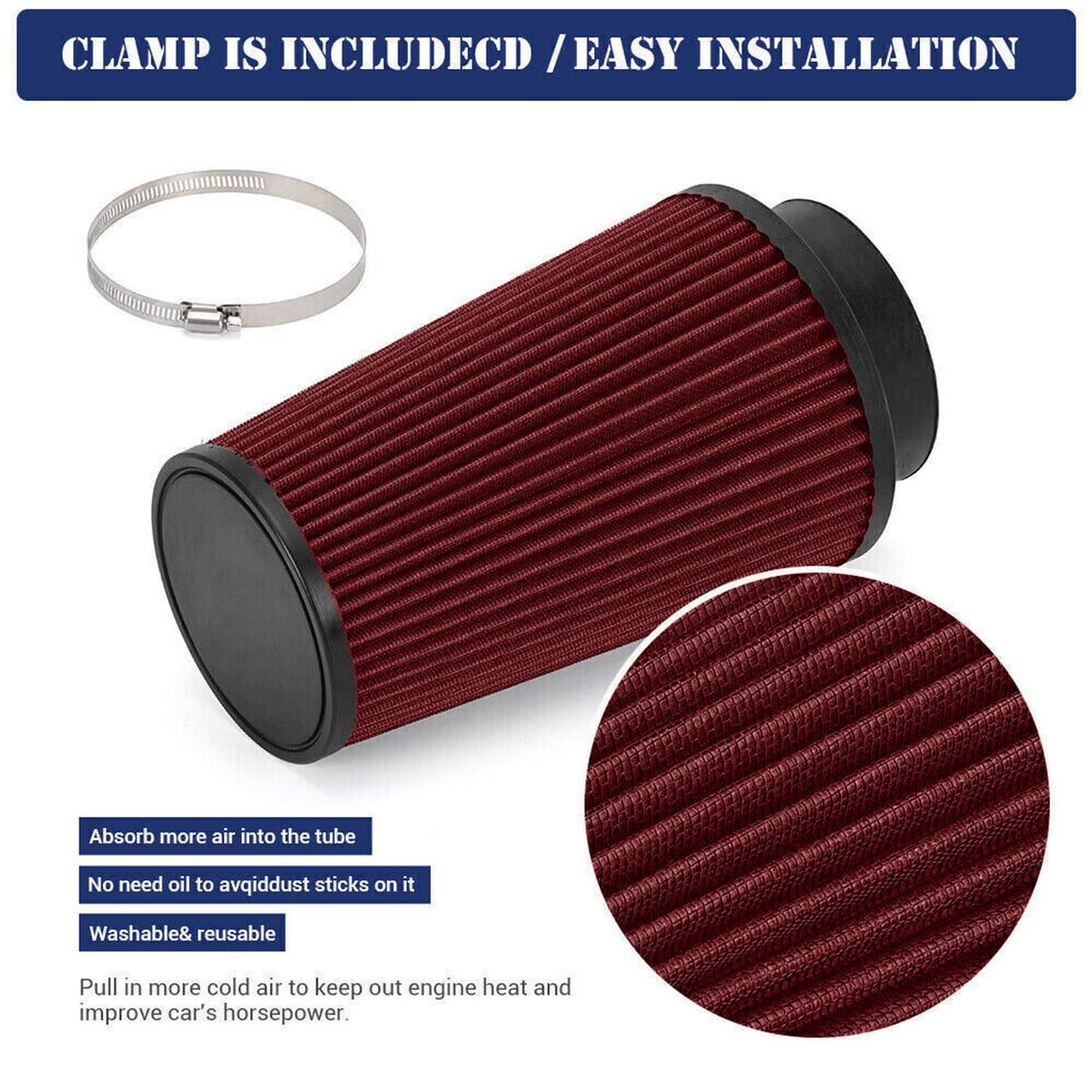 Solidspare 4" Cold Air Intake & Filter For 2007.5-2012 Dodge Ram 2500 6.7L Cummins Diesel