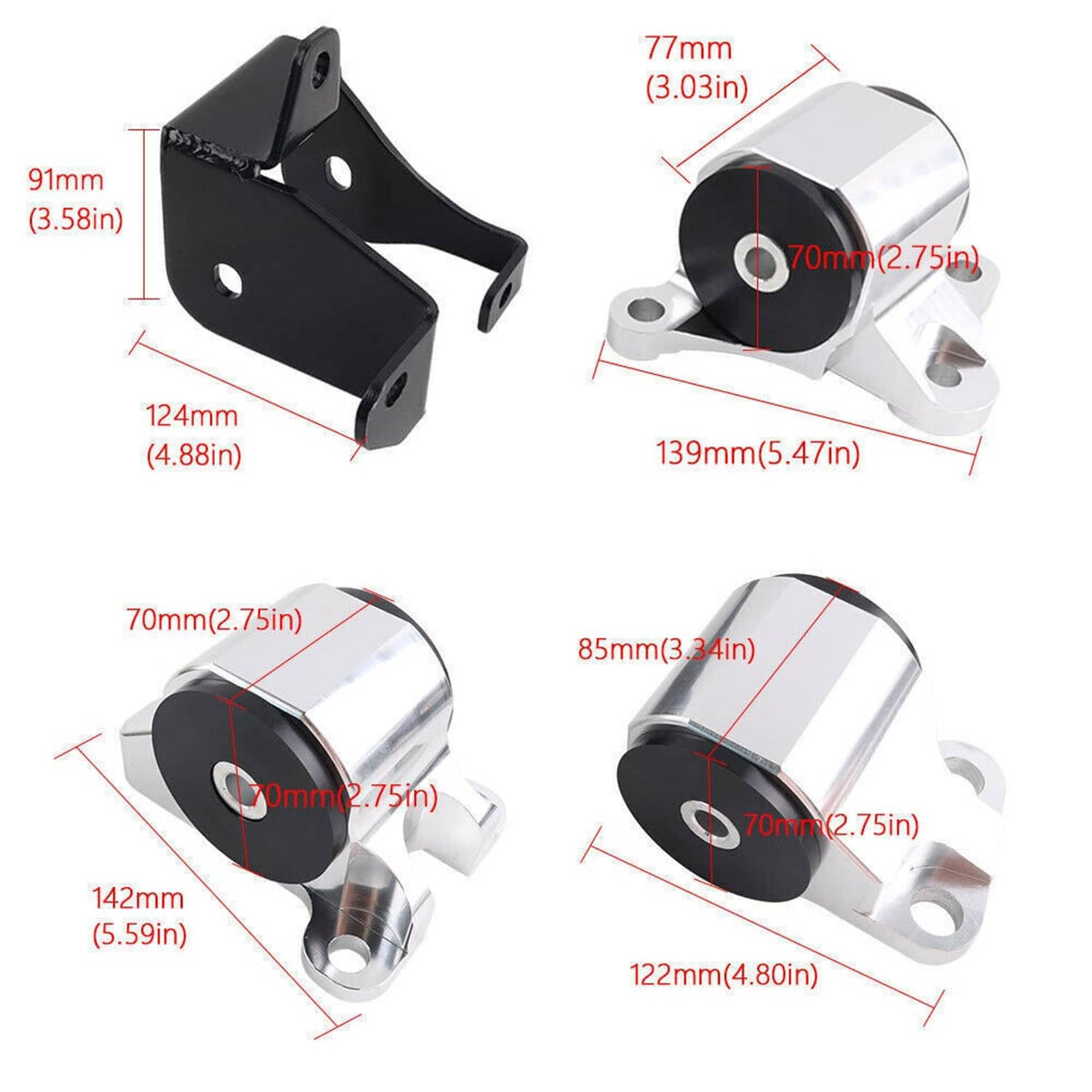 Solidspare 2Bolt Engine Motor Mount Kit For 1996-2000 Honda Civic EK B16 B18 B20 B/D Series