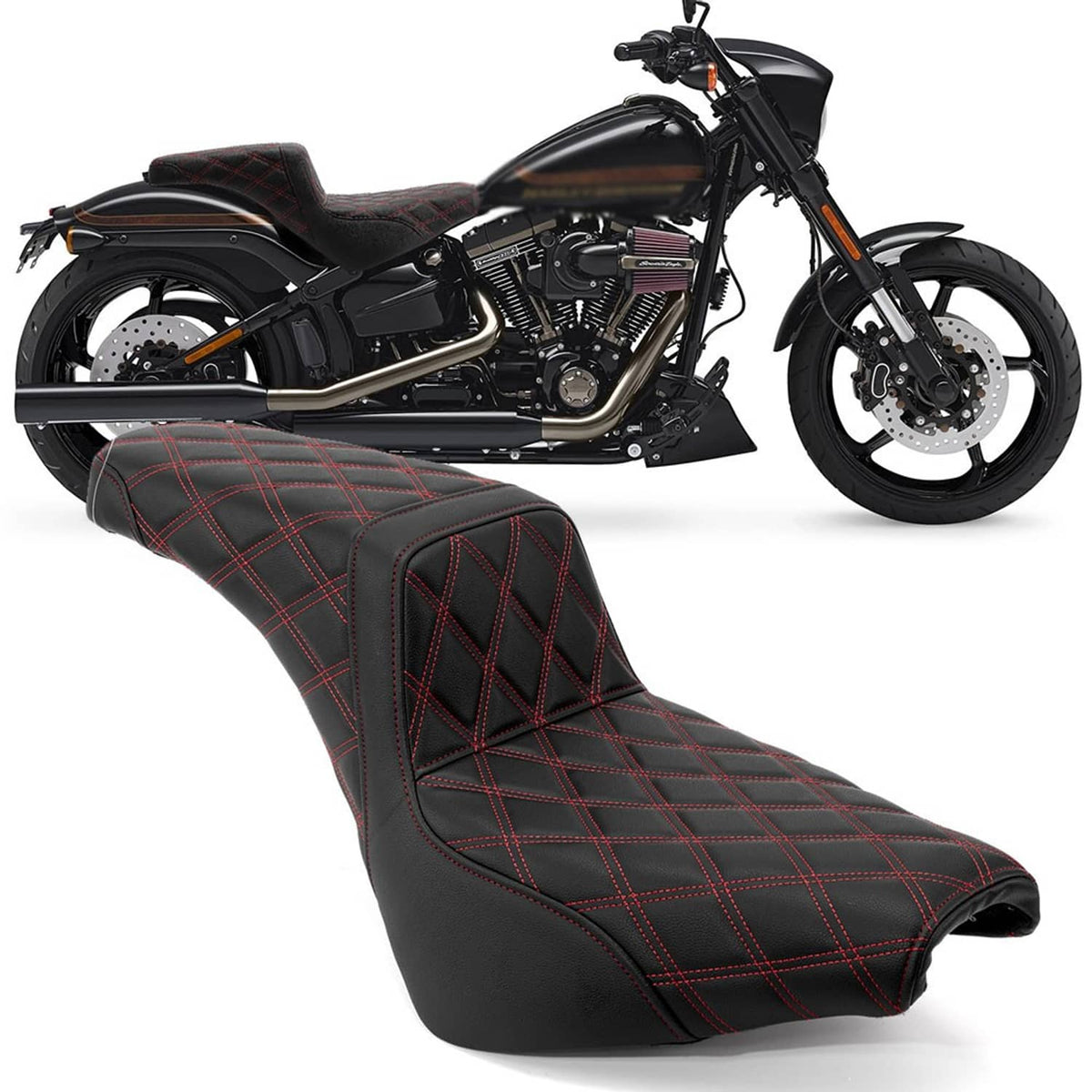 Solidspare Black Seat For Harley Softail Standard FXST 2021-2024 StreetBob FXBB 2018-2024