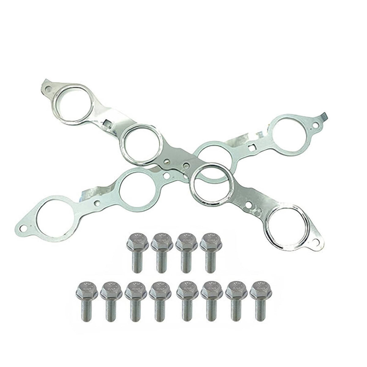 Solidspare NEW LS MLS Manifold Header Gasket Pair W/Bolts For LS1 4.8 5.3 5.7 6.0 6.2L