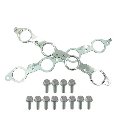 Solidspare NEW LS MLS Manifold Header Gasket Pair W/Bolts For LS1 4.8 5.3 5.7 6.0 6.2L