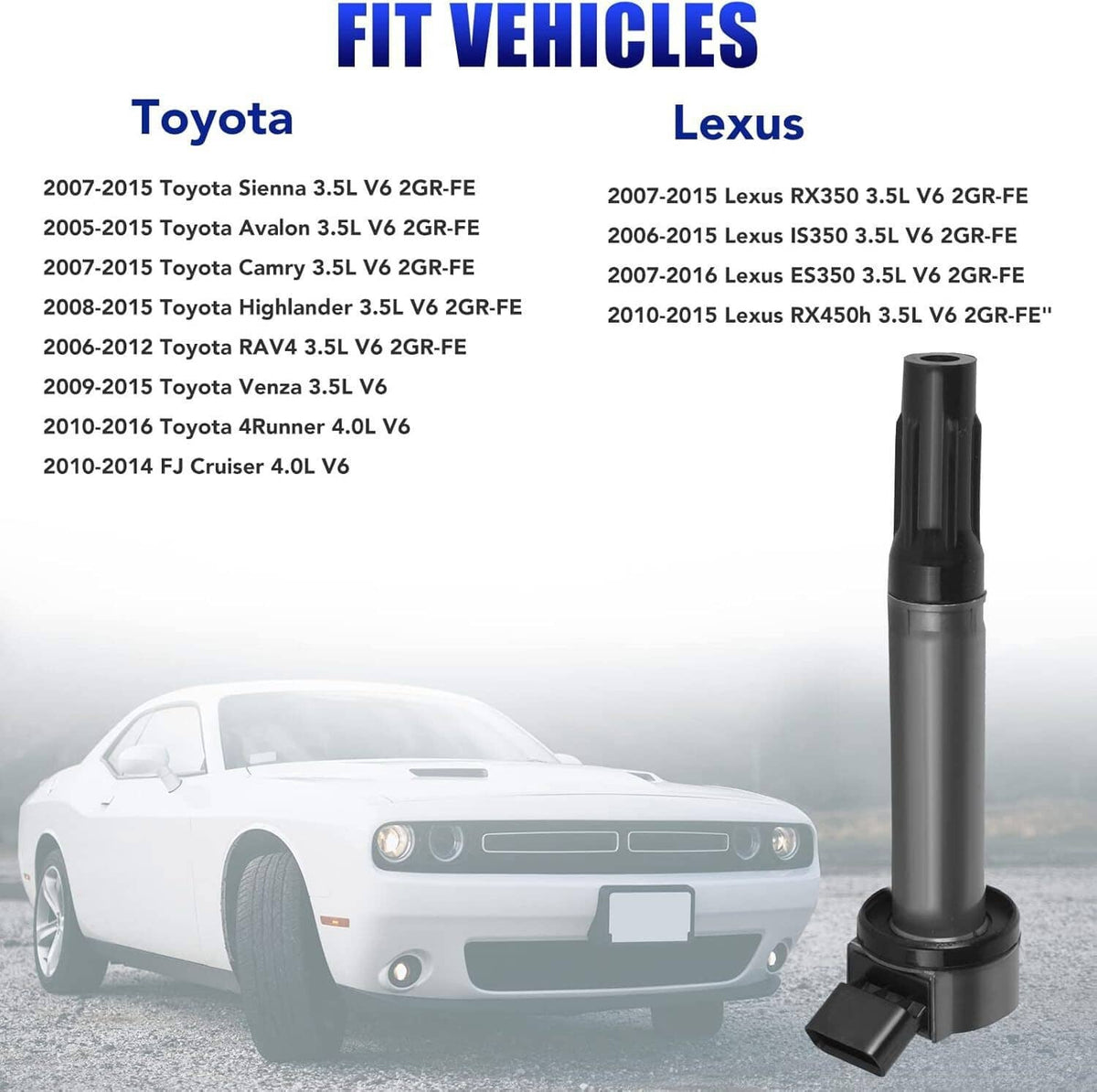 Solidspare 6Pcs Ignition Coil & Platinum TT Spark Plug For Toyota Lexus Camry 90919A2002