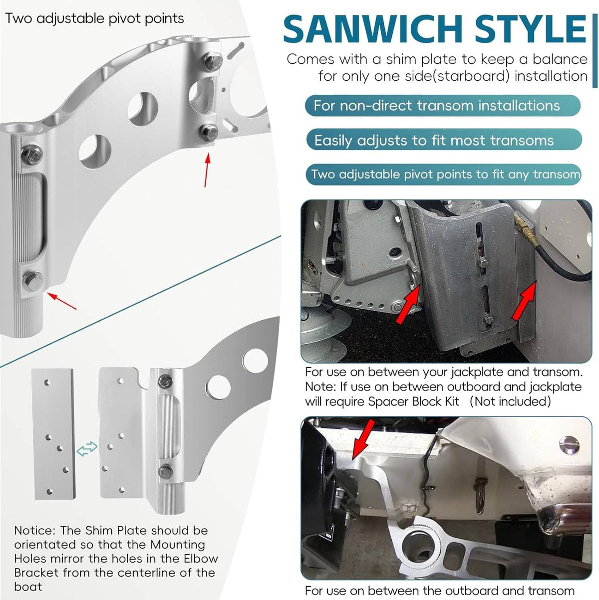 Solid Spare 1810303 Talon Sandwich Adapter Bracket Heavy Duty Talon Mount for Starboard