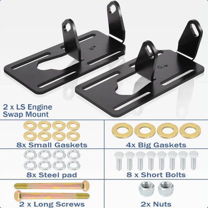 Solidspare Adjustable Conversion Engine Motor Mounts For 88-98 Swap LS1/LS2/LS6/LSX/LQ4/LQ9