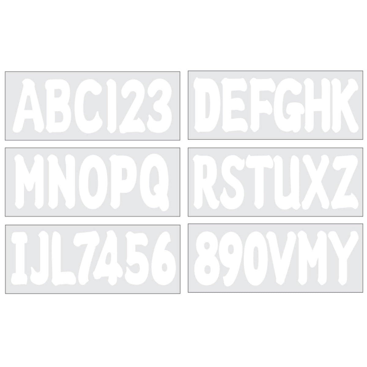 Solid Spare Boat Registration Identification Numbers White Sticker Decals 4Sets of A-Z & 0-9