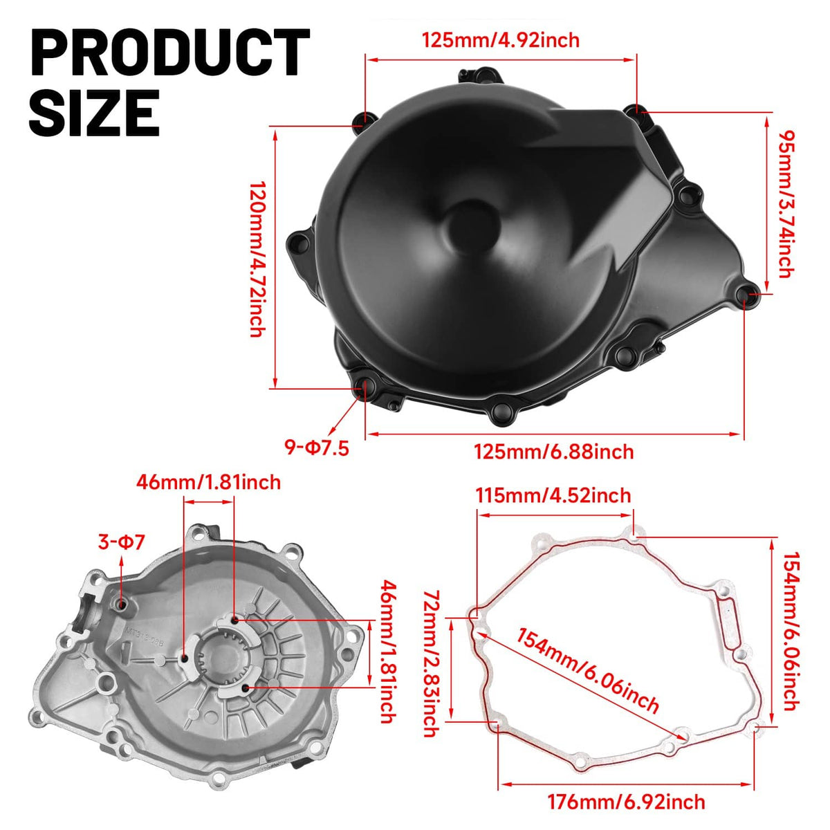 Solidspare New Left Aluminum Engine Stator Crank Case Cover For Yamaha YZFR6 2006-2022