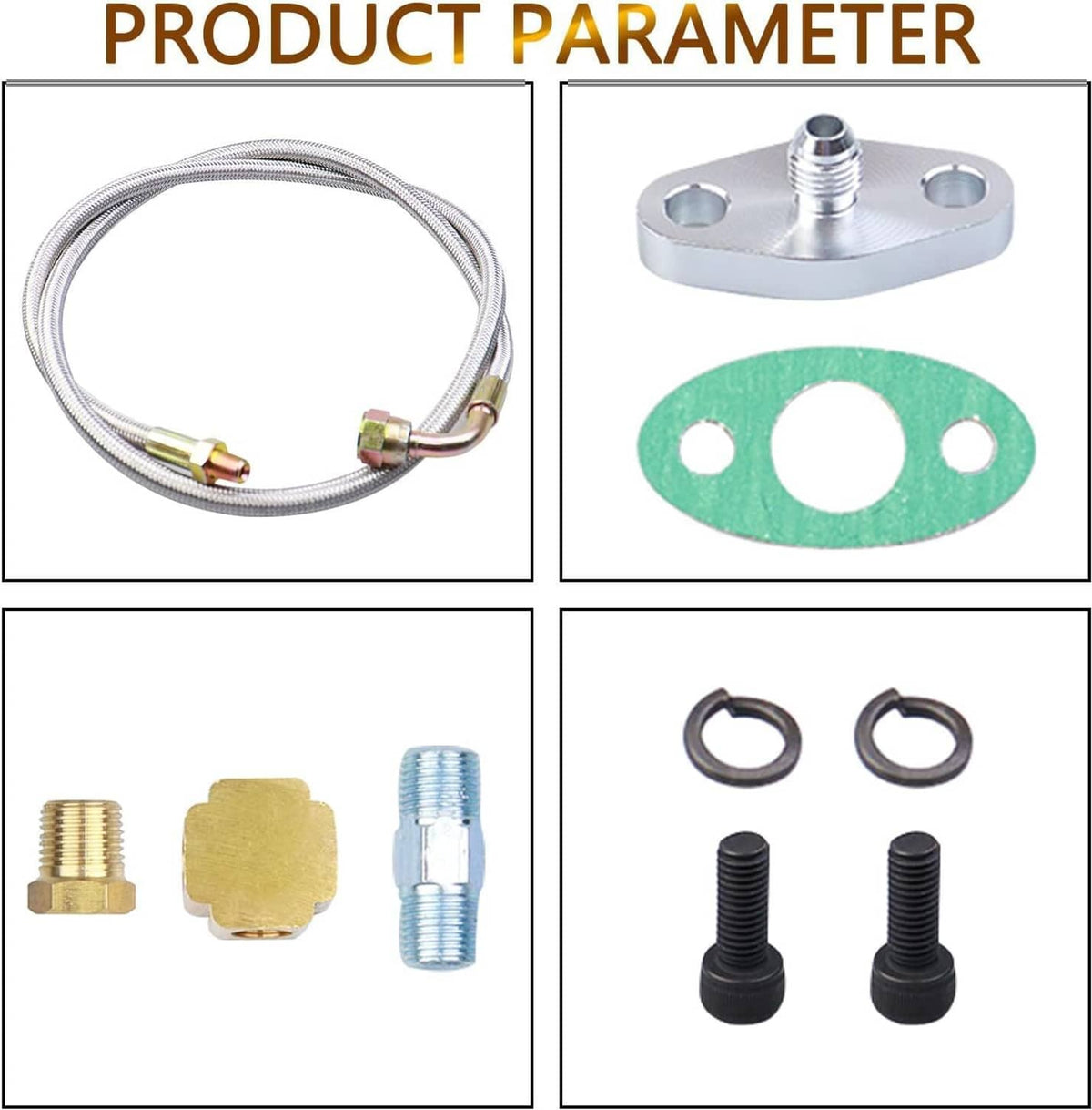 Solidspare 41" Turbo Oil Feed Line Kits For T3 T4 T60 T61 T70 1/8 PNT 90 Degree AN4