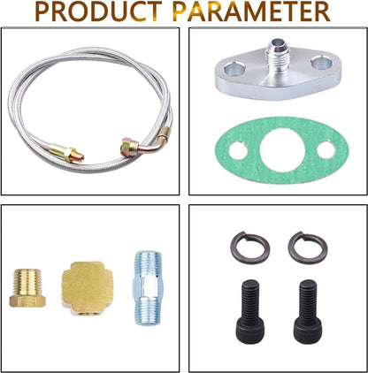 Solidspare 41" Turbo Oil Feed Line Kits For T3 T4 T60 T61 T70 1/8 PNT 90 Degree AN4