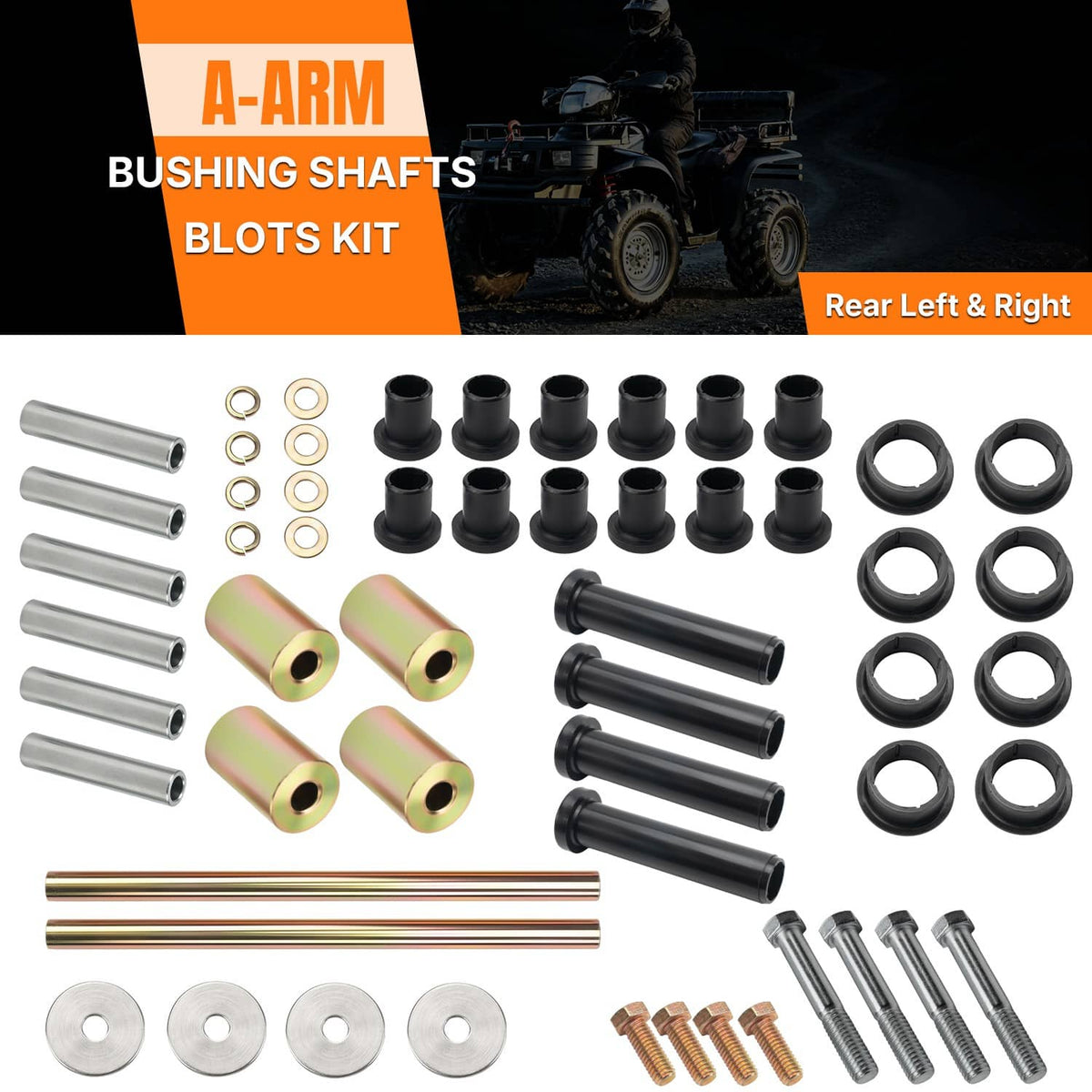Solidspare Rear A-Arm Bushing Shafts Kit 5020826 Fit for Polaris Sportsman 400 450 600 700