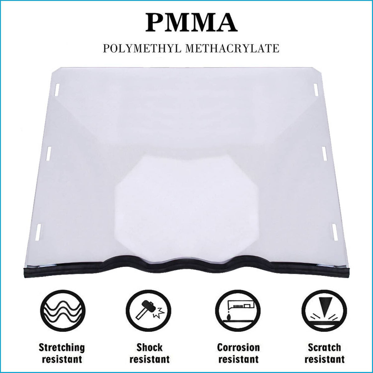 Solidspare Hard-Coated Clear Full Windshield For Polaris Ranger 400 570 EV 500 800 Midsize