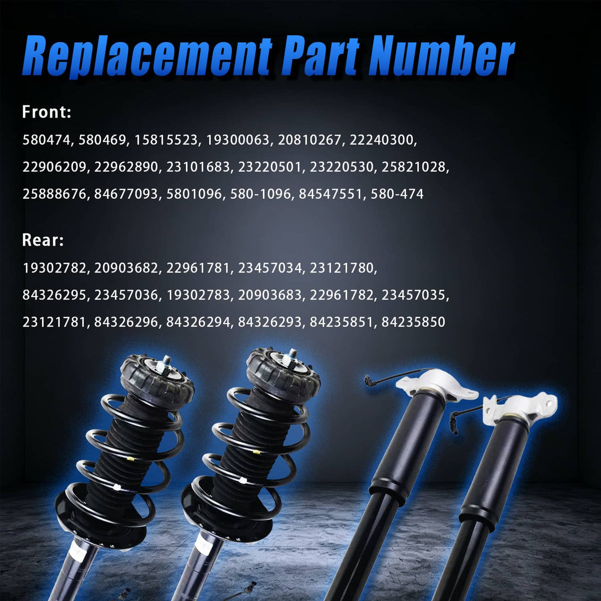 Solidspare Full Set Front & Rear Shock Struts Assys For 2013-2019 Cadillac XTS w/Electric