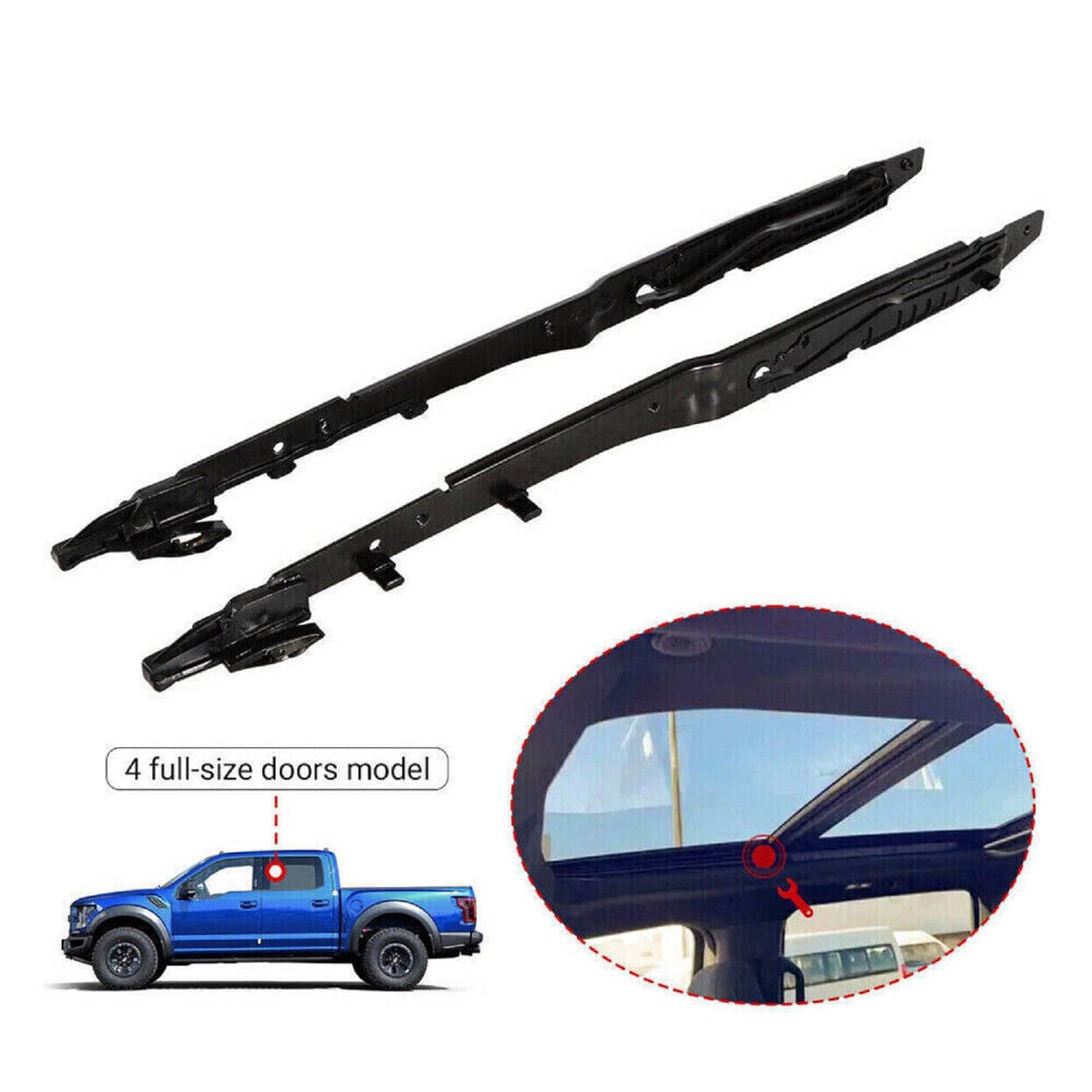 Solidspare New Sunroof Track Guide Rails Repair Kit For 2015-2020 Ford F150 FL3Z-1651071-A