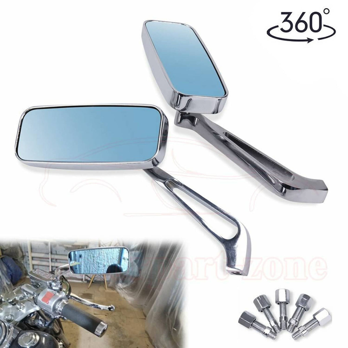 Solidspare Motorcycle Bike Chrome Rearview Mirrors For Harley Sportster Glide Universal US