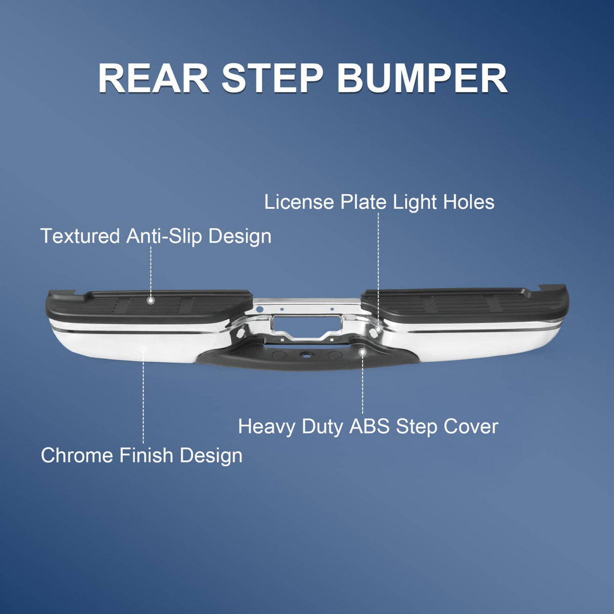 Solidspare Chrome Rear Step Bumper for 1999-2007 Ford F250 F350 Super Duty  W/O Sensor Hole