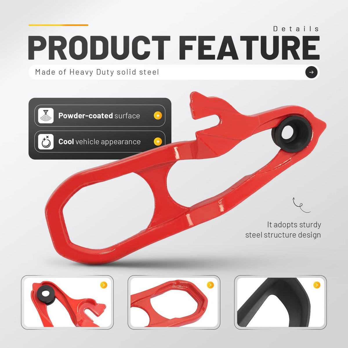 Solid Spare Front Heavy Duty Tow Hook Kits w/ Frame For Ram 1500 DT 2019-2024 Red Steel New