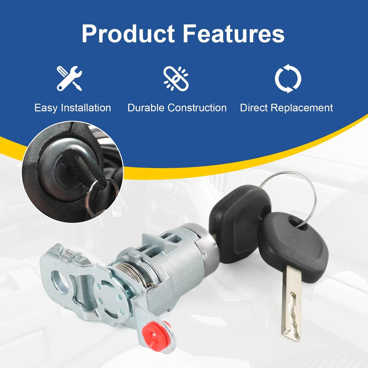 Solidspare Driver Side Door Lock Cylinder 13590041 w/ 2 Key For Chevrolet Silverado LHD