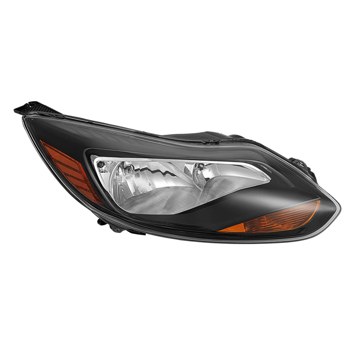 Solid Spare Black Right Passenger Side Headlight Clear Lens Halogen For Ford Focus 2012-2014