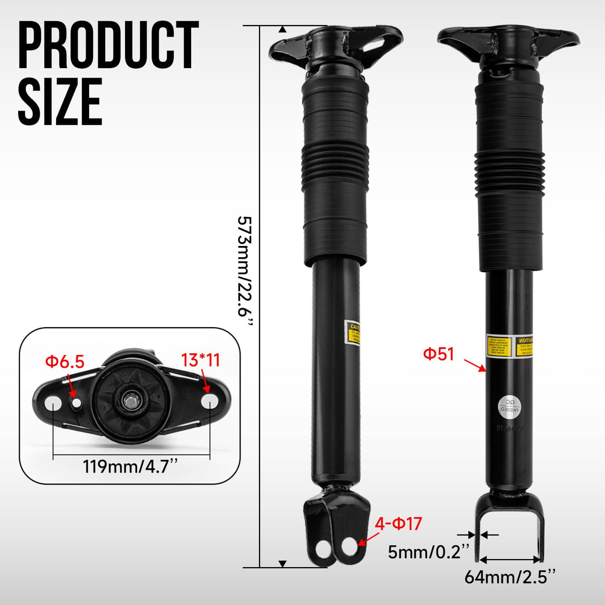 Solidspare Set of 2 Rear Shock Absorber For 2011-2015 Dodge Durango / Jeep Grand Cherokee
