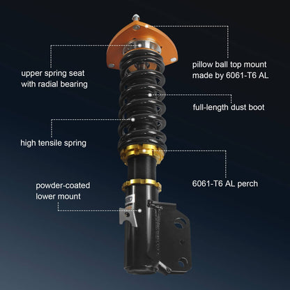 Solidspare Set 4 Full Coilover Struts Shock Suspension Kit For 2008-2013 Subaru Impreza