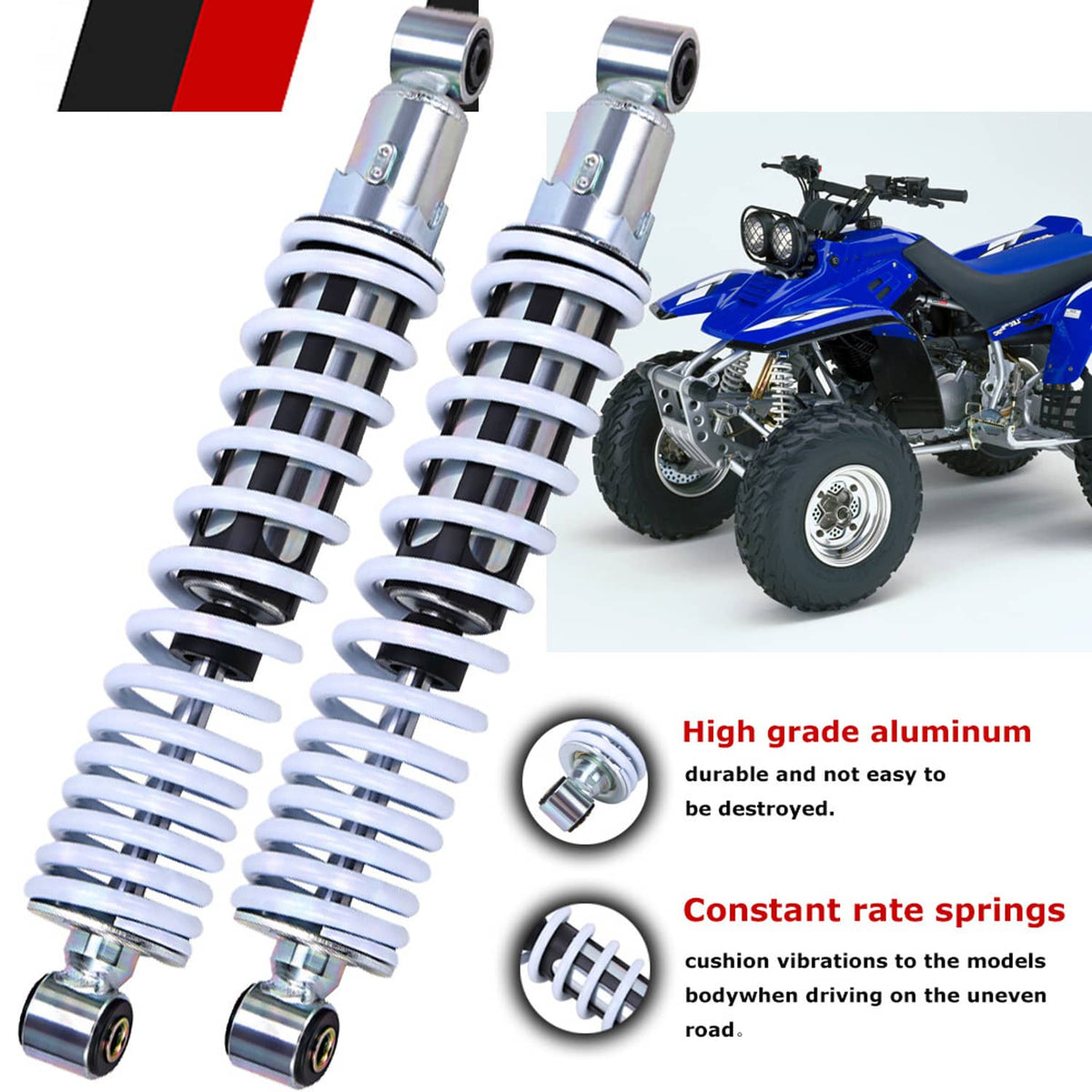 Solidspare Front Shocks Absorbers White Spring for Yamaha Banshee 350 YFZ350 ATV 1987-2006