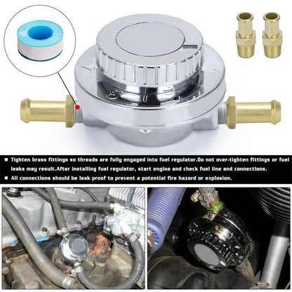 Solidspare 1-6 PSI Universal Adjustable Fuel Pressure Regulator Kit For Carburetor Engine